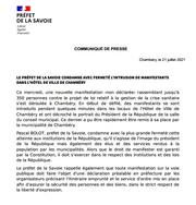 Le Préfet de la Savoie condamne l’intrusion de manifestants dans l’hôtel de ville de Chambéry 